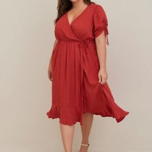 Midi Swiss Linen Surplus Dress Rust Orange 3x